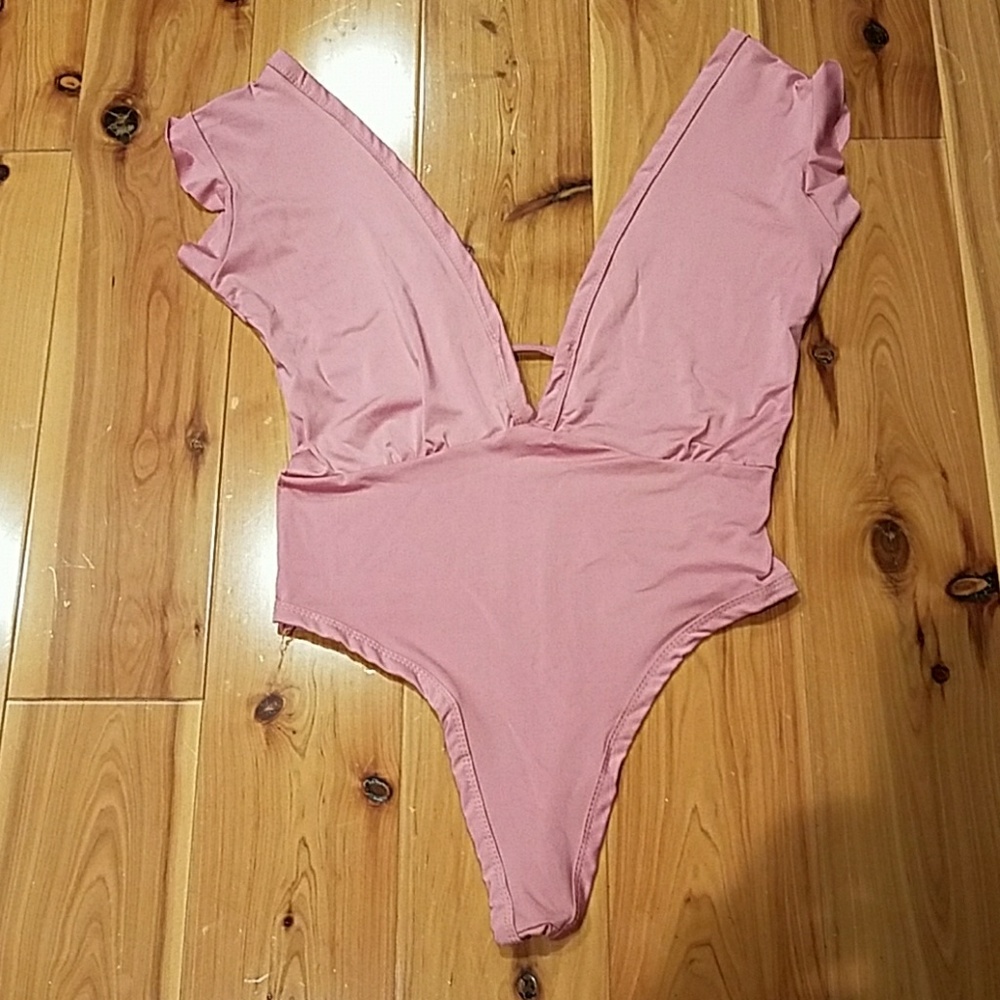 Deep V high cut cheeky swimsuit